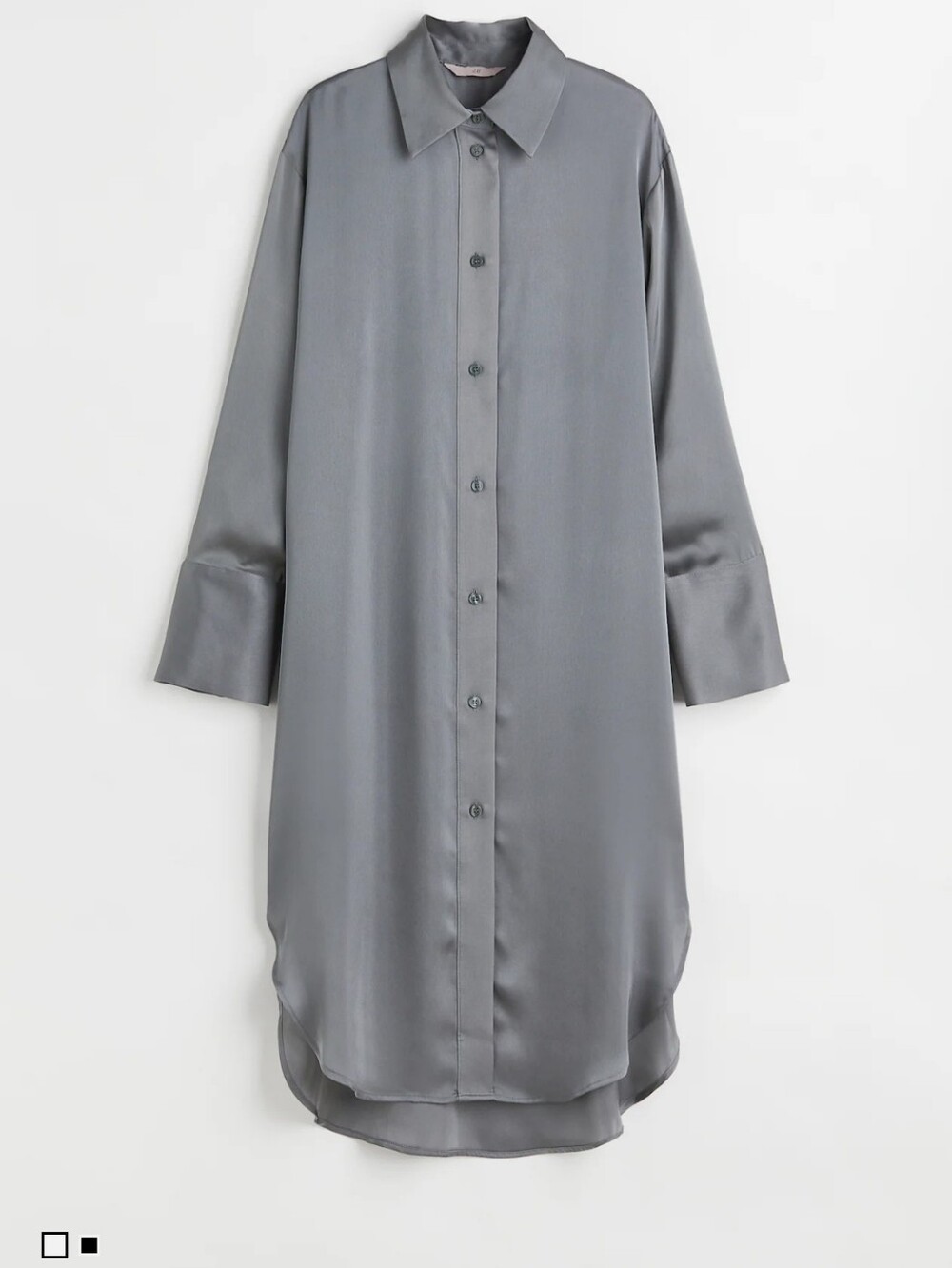 Womens Grey Green Sage Satin Long Shirt Dress